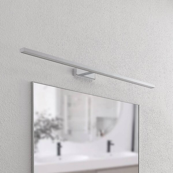 Lindby LED zrkadlové svetlo Jukka, 120 cm, chróm, kov, IP44, Chrómová / strieborná, Kúpeľňa, Hliník, Moderný, Nástenné svietidlo