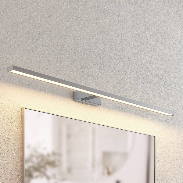 Lindby LED zrkadlové svetlo Jukka, 120 cm, chróm, kov, IP44, Chrómová / strieborná, Kúpeľňa, Hliník, Moderný, Nástenné svietidlo