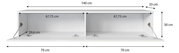 NÍZKA KOMODA, biela s vysokým leskom, 140/30/33 cm P & B - Online Only drobný nábytok, Online Only