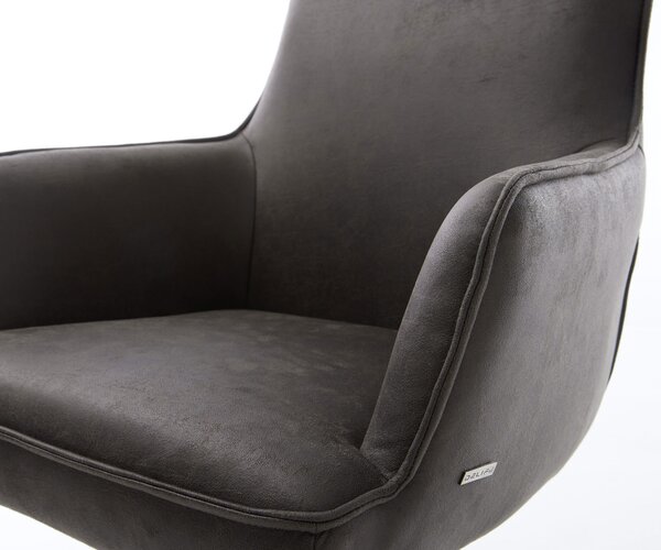 DELIFE Jedálenská stolička Heira-Flex s opierkami mikrovlákno antracit vintage jedálenská stolička plochý efektový povrch titán vrecková pružina