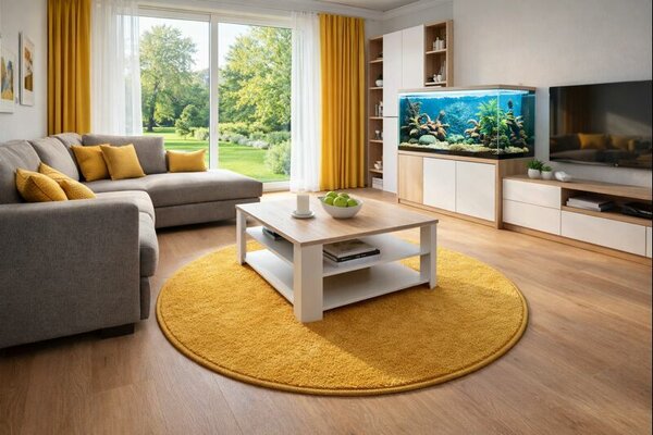Vopi , Kusový koberec Eton Exklusive žltý kruh, 300x300 (priemer) kruh, žltá, obývacia izba