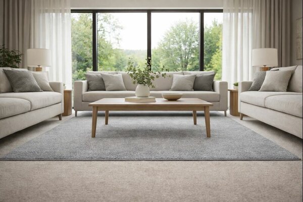 Vopi, Kusový koberec Eton šedý 73 štvorec, 80x80, šedá, chodba / predsieň