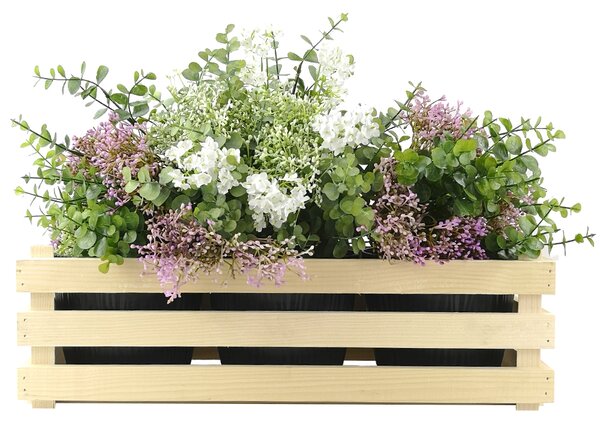 AMADEA Drevený obal na tri kvetináče, 47x17x15cm, drevený kvetináč