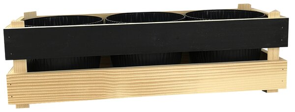 AMADEA Drevený obal na tri kvetináče s tabuľkou na písanie kriedou, 47x17x15cm, drevený kvetináč Český výrobek