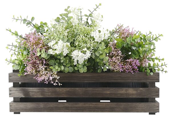 AMADEA Drevený obal na tri kvetináče - tmavý, 47x17x15cm, drevený kvetináč