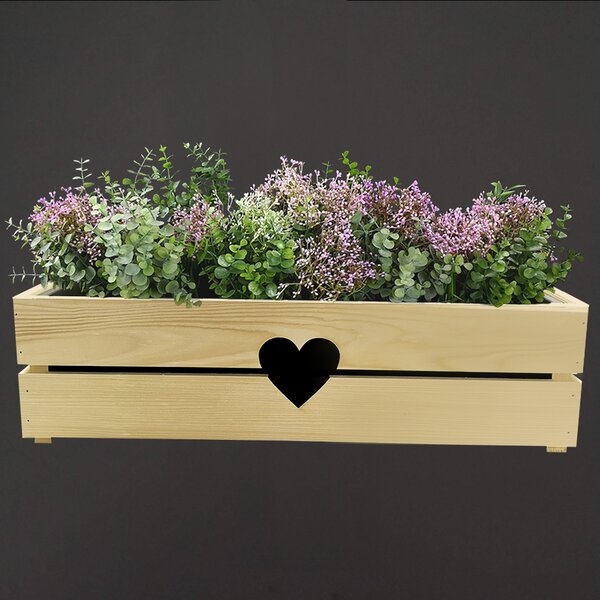 AMADEA Drevený obal na kvetináč so srdcom, 62x21,5x17cm Český výrobok