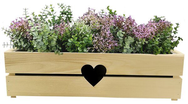 AMADEA Drevený obal na kvetináč so srdcom, 62x21,5x17cm Český výrobok