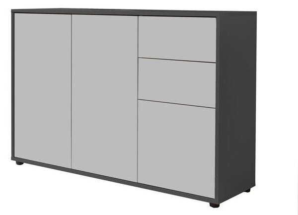 ŠIROKÁ KOMODA, antracitová, biela, 263,5/73/33 cm MID.YOU - Komody, Online Only