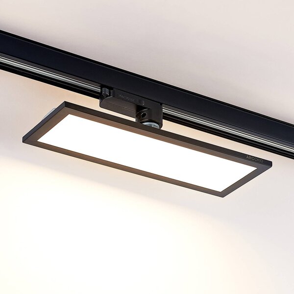 Arcchio Hairis 3-fázový LED panel, 30 cm, čierny, 3000 K, Čierna, Pracovňa / Kancelária, Plast, Moderný, Koľajnicový systém