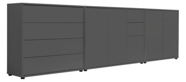 ŠIROKÁ KOMODA, antracitová, 263,5/73/33 cm MID.YOU - Komody, Online Only