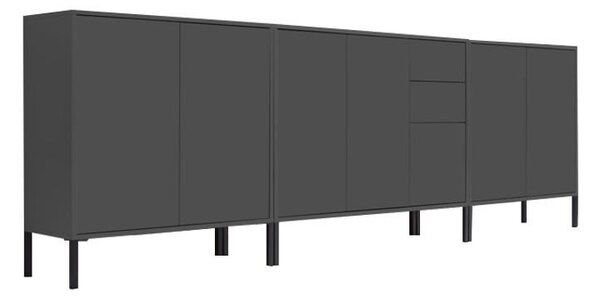 ŠIROKÁ KOMODA, antracitová, 263,5/86/33 cm MID.YOU - Komody, Online Only