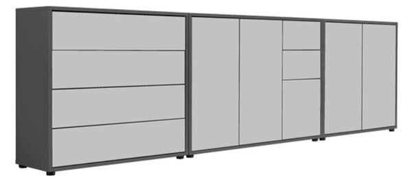 ŠIROKÁ KOMODA, antracitová, biela, 263,5/73/33 cm MID.YOU - Komody, Online Only