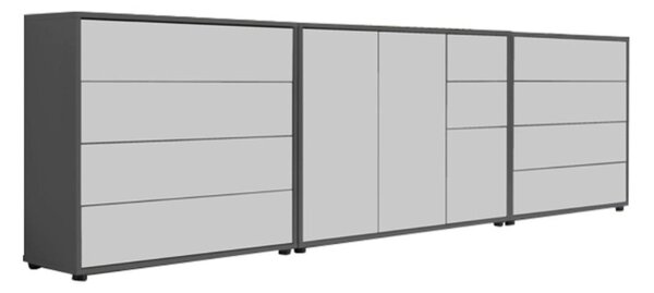 ŠIROKÁ KOMODA, antracitová, biela, 263,5/73/33 cm MID.YOU - Komody, Online Only