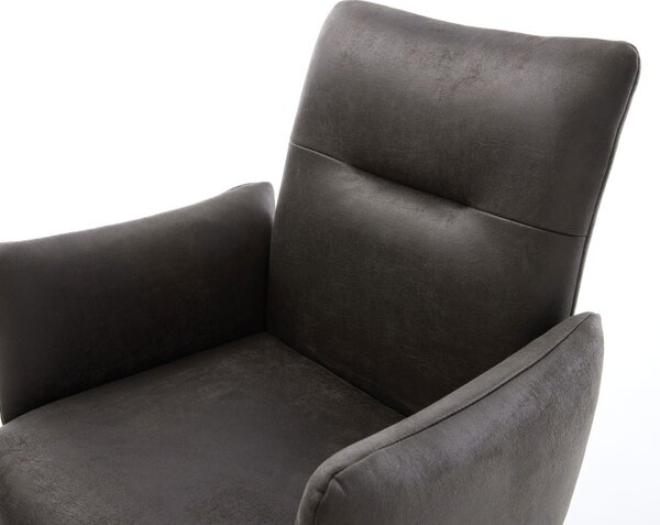 DELIFE Jedálenská stolička Jova-Flex s opierkami mikrovlákno antracit vintage 4-nohá zúžená nerezová oceľ vrecková pružina