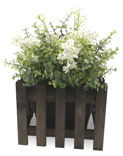 AMADEA Drevený obal na kvetináč tmavý, 27x27x21 cm Český výrobok