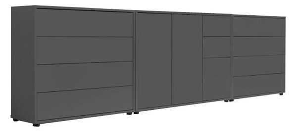 ŠIROKÁ KOMODA, antracitová, 263,5/86/33 cm MID.YOU - Komody, Online Only
