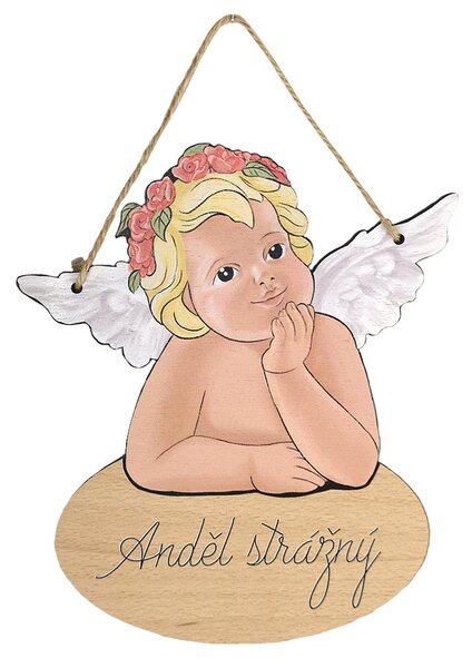 AMADEA Obrázok s textom Anjel strážny 21 cm Český výrobok