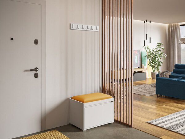 Mirjan24 Nábytok do predsiene Konkor 60 + čalúnený nástenný panel Pag 60x30, Farby: biela, Farba čalúnenia:: Manila 35 5903211043987