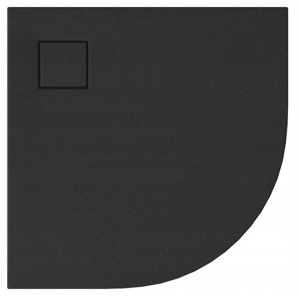 Cersanit Tako Slim, štvrťkruhová akrylátová sprchová vanička 90x90x4 cm + čierny sifón, čierna, S932-164