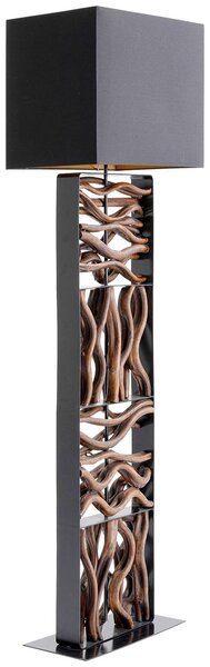 Stojacia lampa KARE Nature Wave s drevom, Tmavé drevo, Obývacia izba / jedáleň, Textil / látka / hodváb, Moderný, Stojaca lampa
