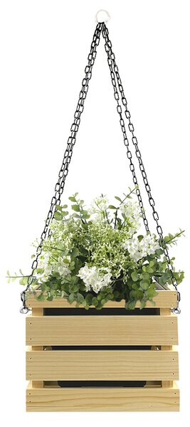 AMADEA Drevený závesný obal na kvetináč, 27x27x21 cm, český výrobok