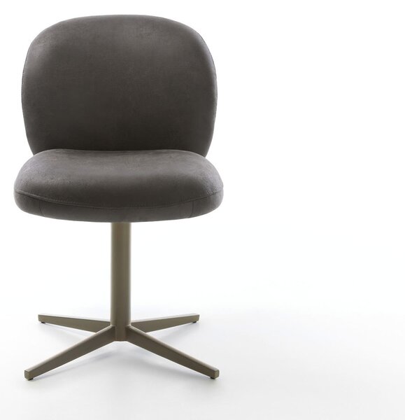DELIFE Otočná jedálenská stolička Nube-Flex mikrovlákno antracit vintage podstava titánová efektová úprava 360° otočná vrecková pružina