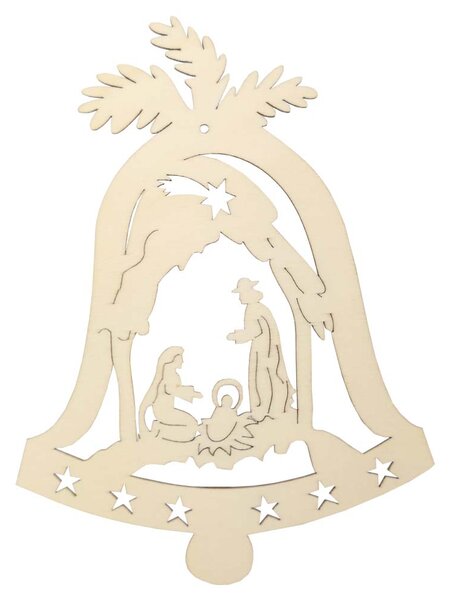 AMADEA Drevená ozdoba zvonček s betlehemom 20 cm