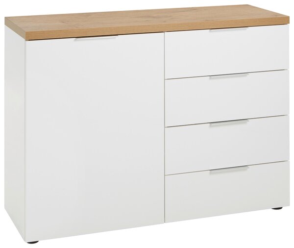 ŠIROKÁ KOMODA, biela, farba duba, 120/89/43 cm Xora - Komody