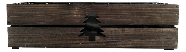 AMADEA Drevený vianočný kvetináč so stromčekom tmavý, vo vnútri s čiernou fóliou, 62x21,5x17cm, český výrobok