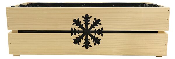 AMADEA Drevený vianočný kvetináč s vločkou prírodnou, vo vnútri s čiernou fóliou, 52x21,5x17cm, český výrobok