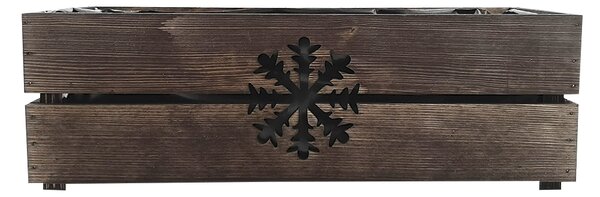 AMADEA Drevený vianočný kvetináč s vločkou tmavý, vo vnútri s čiernou fóliou, 52x21,5x17cm, český výrobok