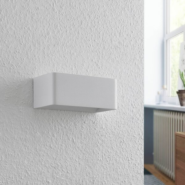 Arcchio LED nástenné svietidlo Karam, 20 cm, biele, kov, hore/dole, Biela / opálová, Obývacia izba / jedáleň, Hliník, Moderný, Nástenné svietidlo