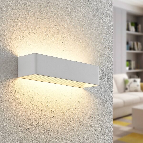 Arcchio LED nástenné svetlo Karam, 37 cm, biela, kov, hore/dole, Biela / opálová, Obývacia izba / jedáleň, Hliník, Moderný, Nástenné svietidlo