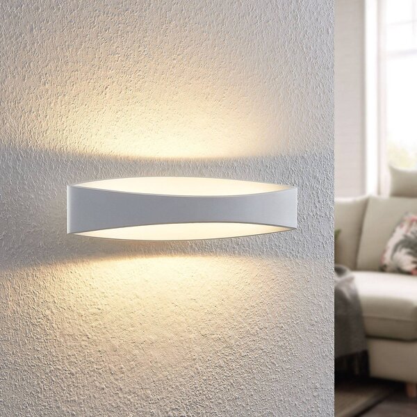 Arcchio LED nástenné svietidlo Jelle, 44 cm, biele, kov, hore/dole, Biela / opálová, Obývacia izba / jedáleň, Hliník, Moderný