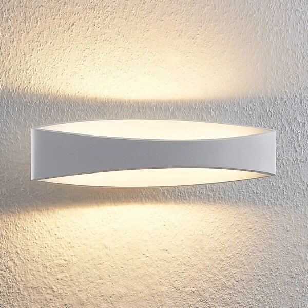 Arcchio LED nástenné svietidlo Jelle, 44 cm, biele, kov, hore/dole, Biela / opálová, Obývacia izba / jedáleň, Hliník, Moderný