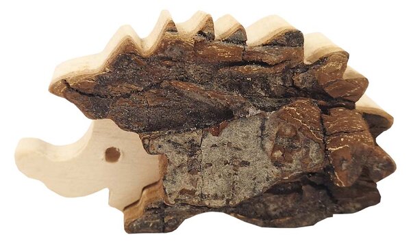 AMADEA Drevený dekorácia ježko s kôrou, masívne drevo, 7 cm