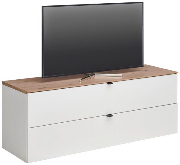 SKRINKA POD TV, biela, dub artisan, 140/62/44 cm Hom`in - TV nábytok