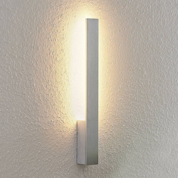 Nástenné svietidlo Arcchio LED Ivano, výška 43 cm, brúsený hliník, Hliník / sivá / zinok, Chodba, Hliník, Moderný, Nástenné svietidlo
