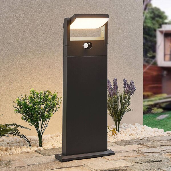 Lindby Novalie LED solárne cestné svetlo, Hliník / sivá / zinok, Hliník, Moderný, Osvetlenie príjazdovej cesty