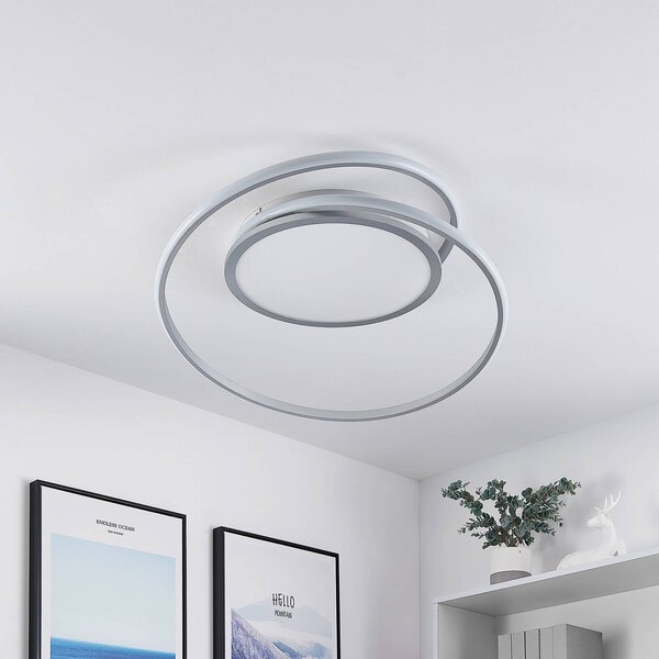Lucande Stropné svietidlo LED Noud, 65 cm, strieborná, kov,, Hliník / sivá / zinok, Spálňa, kov, Moderný, Závesné svietidlo
