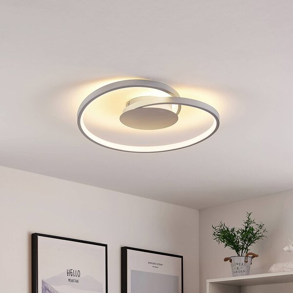 Lucande Stropné svietidlo LED Enesa, Ø 46 cm, 2 700 K, stmievateľné, Hliník / sivá / zinok, Spálňa, kov, Moderný, Závesné svietidlo
