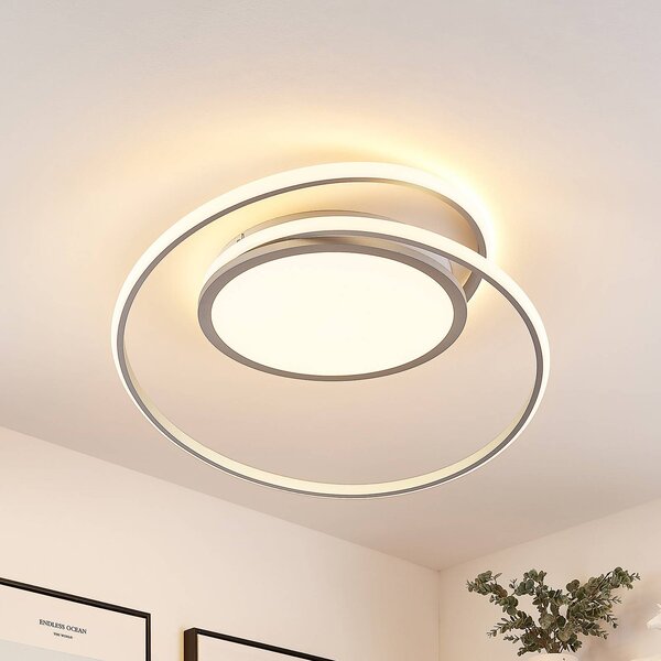 Lucande Stropné svietidlo LED Noud, 65 cm, strieborná, kov,, Hliník / sivá / zinok, Spálňa, kov, Moderný, Závesné svietidlo