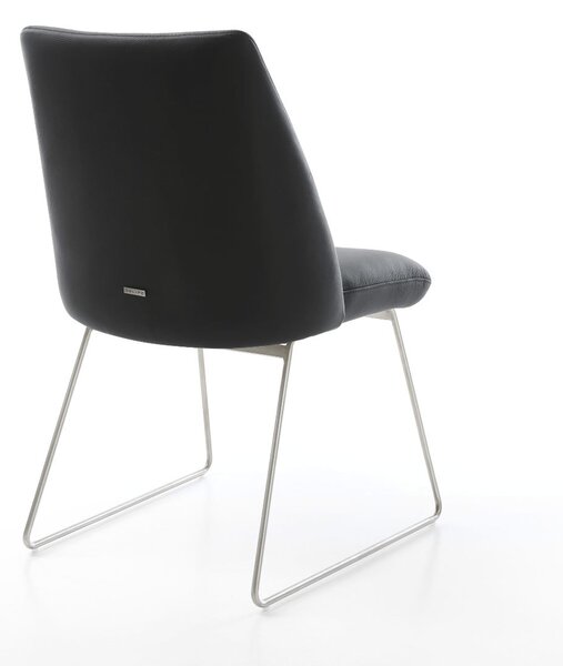 DELIFE Jedálenská stolička Elso-Flex pravá koža čierna tenká podstava nerezová oceľ vrecková pružina