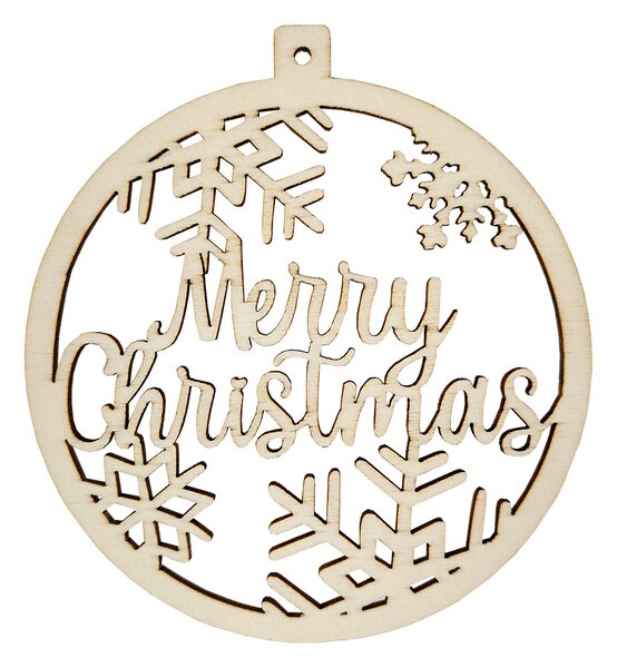 AMADEA Drevená ozdoba koliesko - Merry Christmas, 6 cm, český výrobok