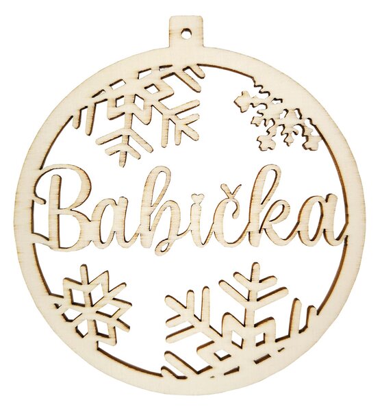 AMADEA Drevená ozdoba koliesko - Babička, 6 cm, český výrobok