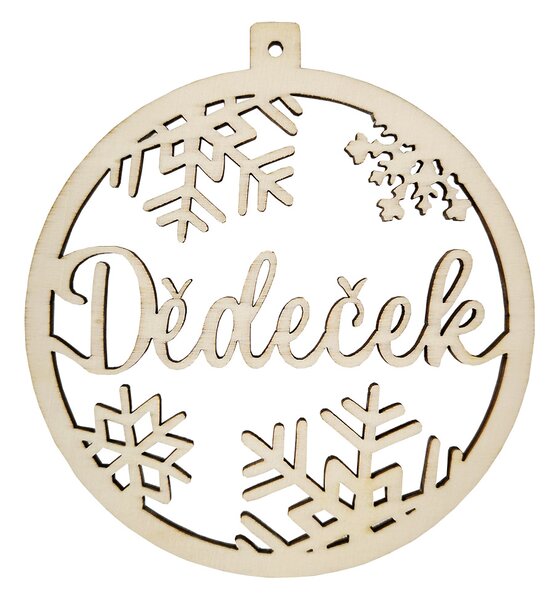 AMADEA Drevená ozdoba koliesko - Dedko, 6 cm, český výrobok