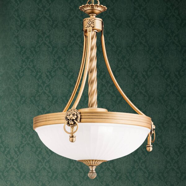 Tradičná závesná lampa Noam, 34 cm, Hnedá / staromosadz, Obývacia izba / jedáleň, kov, Starožitný, Závesné svietidlo