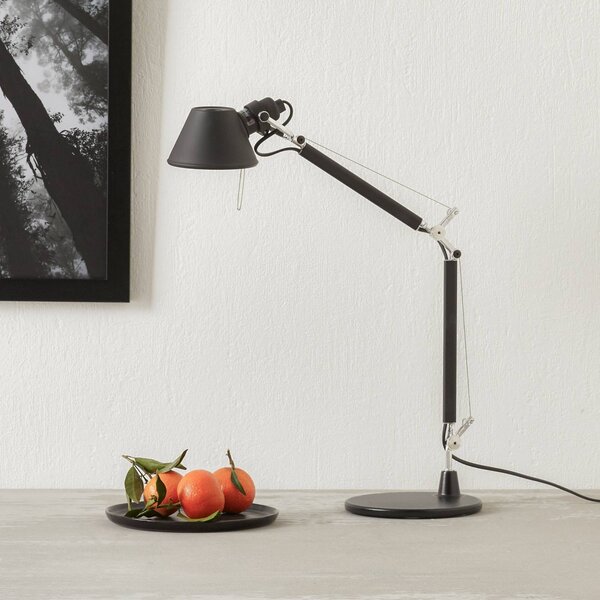 Stolová lampa Artemide Tolomeo Micro, čierna, Čierna, Pracovňa / Kancelária, Hliník, Dizajn, Stolová lampa
