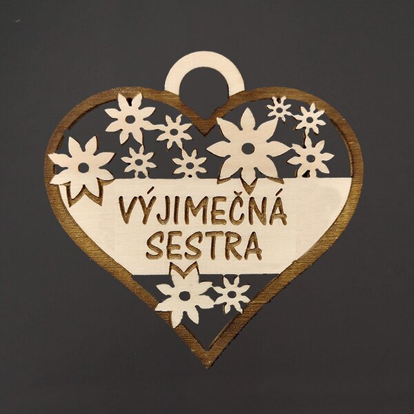 AMADEA Drevené srdce s textom "výnimočná sestra", 7 cm, český výrobok
