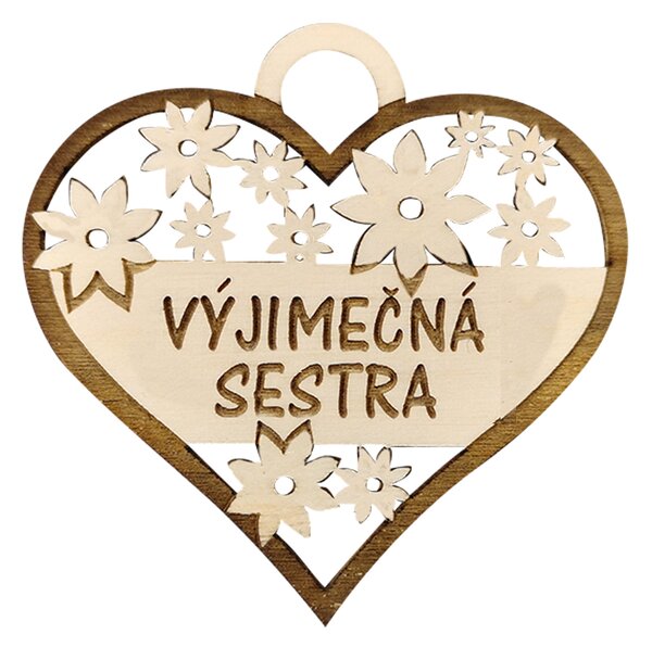 AMADEA Drevené srdce s textom "výnimočná sestra", 7 cm, český výrobok